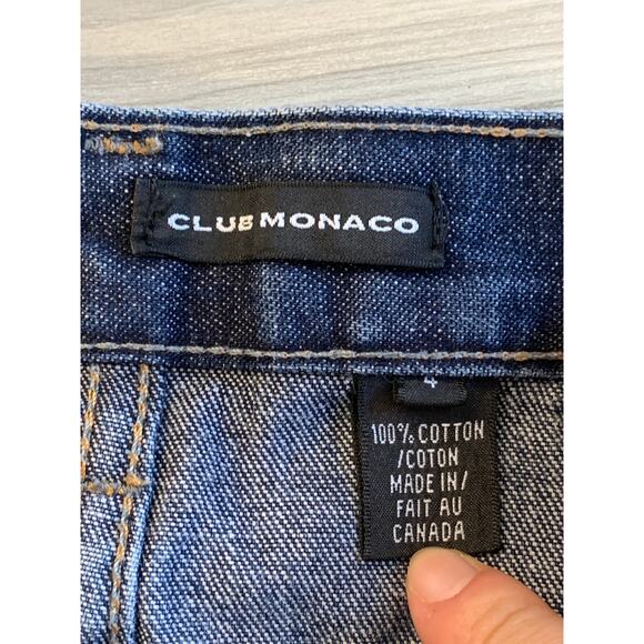 Club Monaco Women's A-Line Denim Mini Skirt Dark Wash Solid Blue Size 4 - Picture 3 of 4